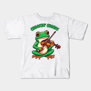 Frog playing violin Kids T-Shirt